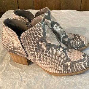 Women’s snakeskin ankle boot